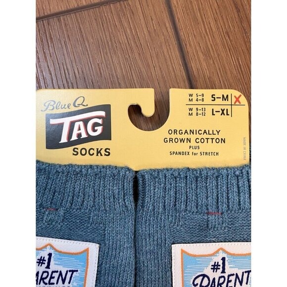 Blue Q Tag NWT 2 Pair Blue Organic Cotton Tag Socks Size S/M - Picture 7 of 8